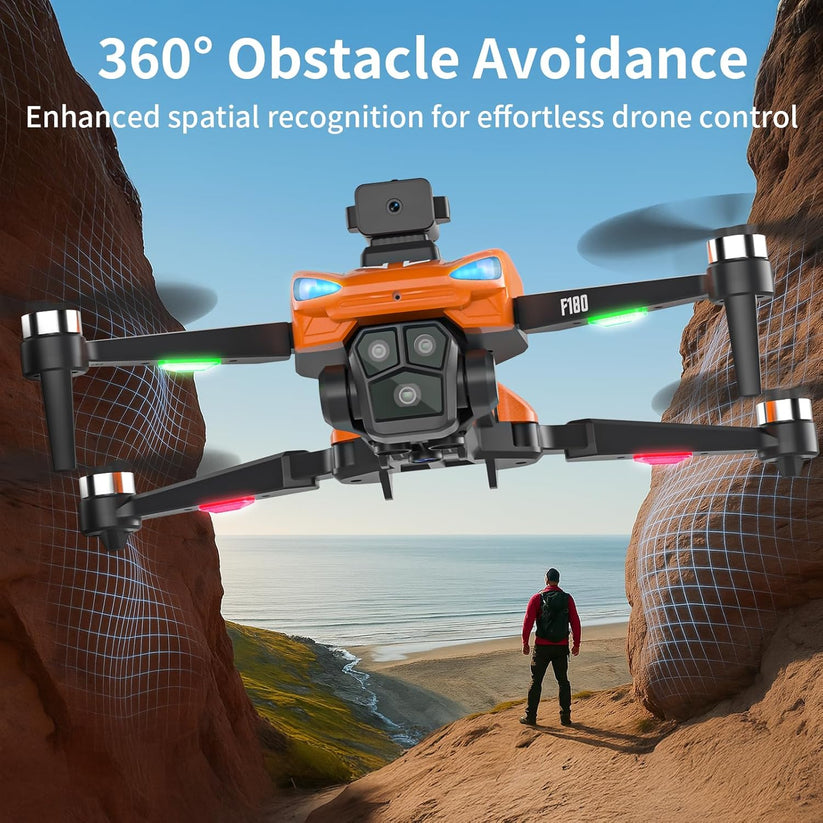 F180 GPS Drone with 4.5" LCD RC Screen, Auto Return, Auto Obstacle Avoidance, SD Card, Follow Me, Under 249g